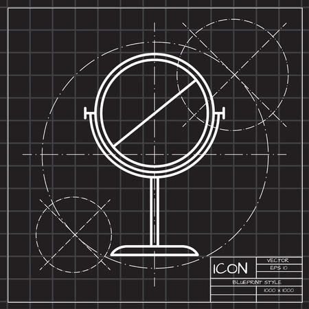 Table mirror icon. Blueprint style. Vector illustrationのイラスト素材