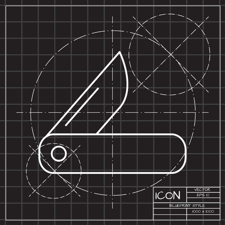 Tourist knife icon. Vector illustration. blueprint style flatのイラスト素材