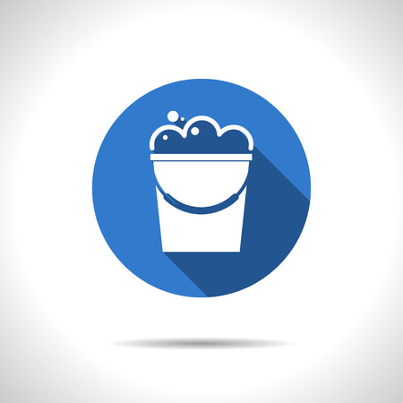 Bucket with foam illustration. Floor washing vector iconのイラスト素材