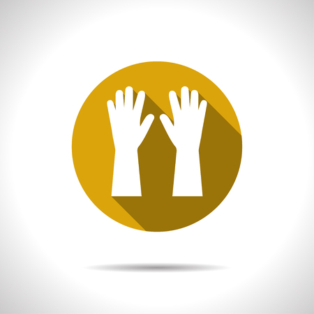 Rubber gloves for washing wall in bathroom illustration. Cleaning service vector iconのイラスト素材