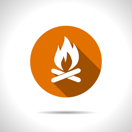 Burning fire illustration. Camping and traveling vector iconのイラスト素材