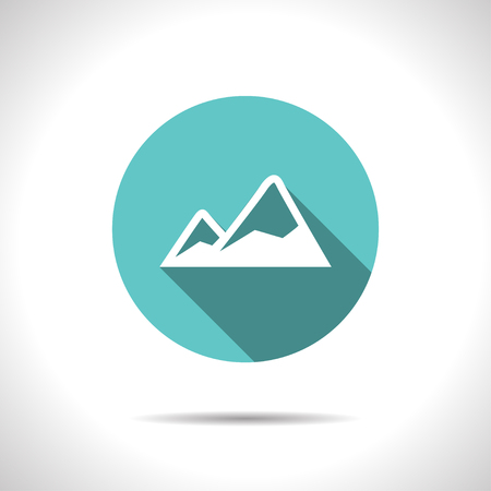 Two mountains covered with snow illustration. Nature vector iconのイラスト素材