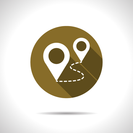 Route with pins illustration. Traveling and adventures vector iconのイラスト素材