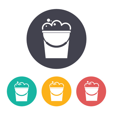 Bucket with foam illustration. Floor washing vector iconのイラスト素材