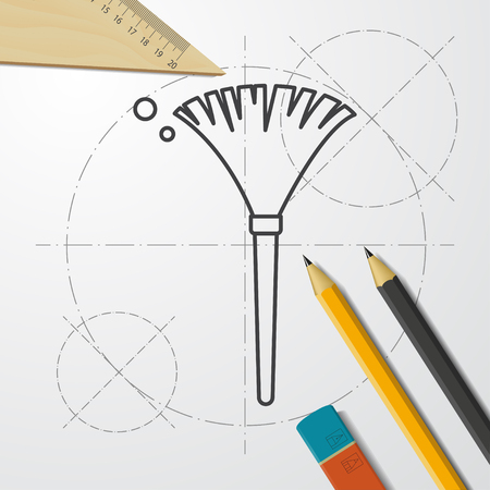 simple feather duster illustration. Cleaning vector iconのイラスト素材
