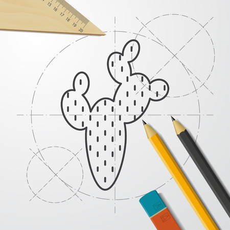 Desert cactus illustration. Plants vector iconのイラスト素材