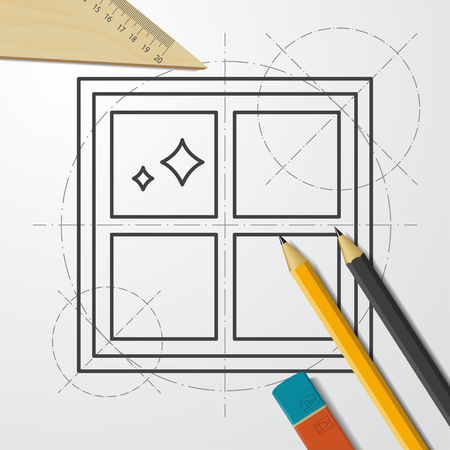Floor or wall tiles illustration. Clean household vector iconのイラスト素材