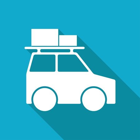 Traveling by family car activity illustration. Journey vector iconのイラスト素材