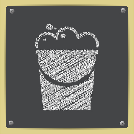 Bucket with foam illustration. Floor washing vector iconのイラスト素材