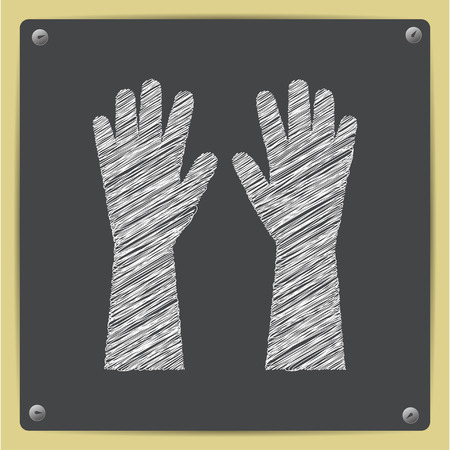 Rubber gloves for washing wall in bathroom or kitchen illustration. Cleaning service vector iconのイラスト素材