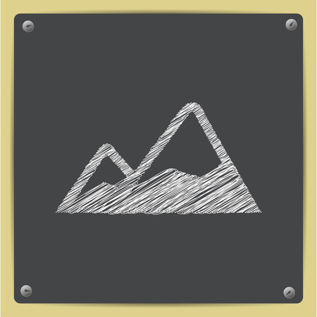 Two mountains covered with snow illustration. Nature vector iconのイラスト素材