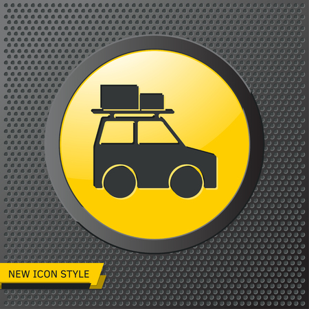 Traveling by family car activity illustration. Journey vector iconのイラスト素材
