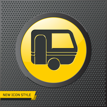 Caravan trailer illustration. Traveling simple vector icon.のイラスト素材