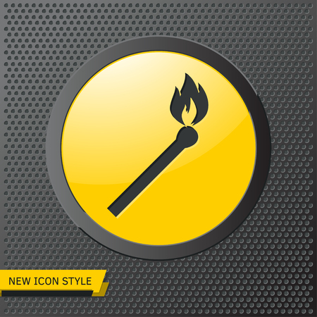 burning match illustration. fire black iconのイラスト素材