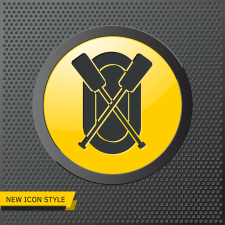 rafting infatable boat with oars illustration. Sport vector iconのイラスト素材