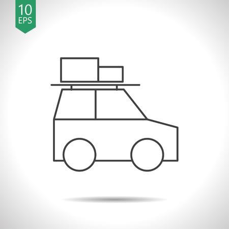 Traveling by family car activity illustration. Journey vector iconのイラスト素材