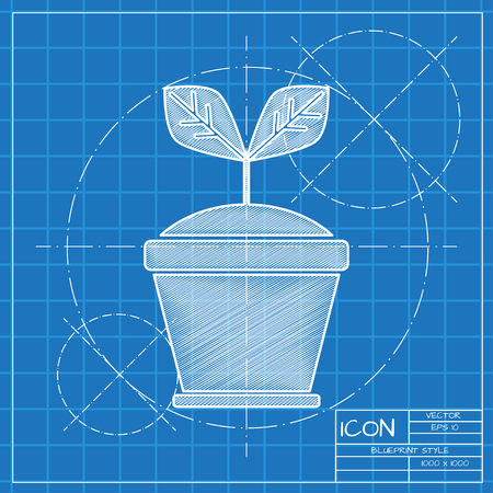 Planting seed sprout in pot illustration. Grow vector iconのイラスト素材