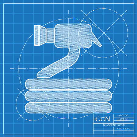 Garden hose with spray gun illustration. Irrigation and agriculture vector iconのイラスト素材