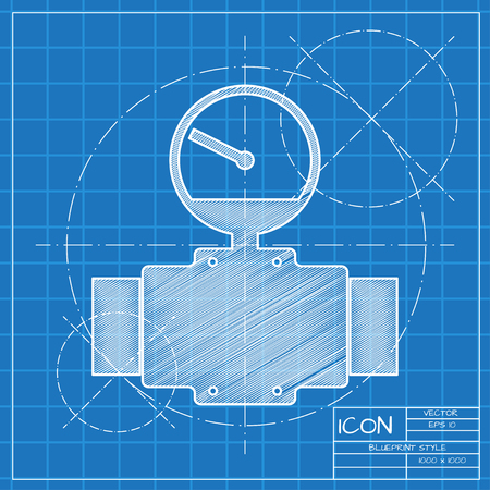 Pipe pressure measurement meter monitor illustration. Industrial valve vector iconのイラスト素材