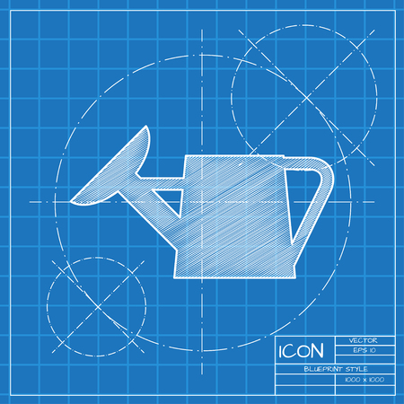 Watering can with water illustration. Tool for agriculture and farming vector iconのイラスト素材