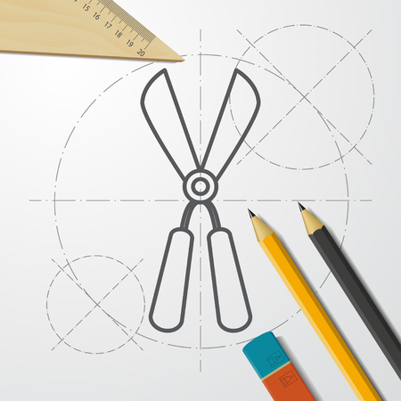 Garden or backyard scissors. Grooming equipment vector iconのイラスト素材