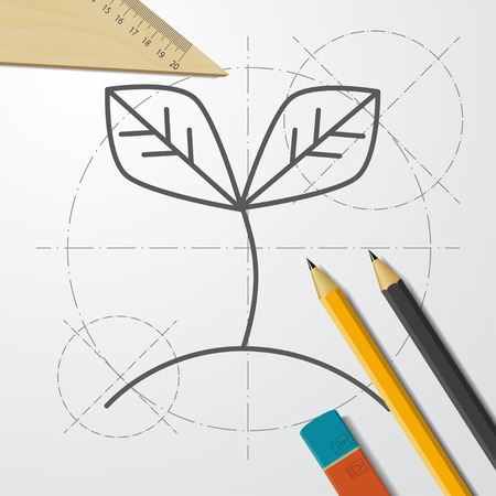 Planting seed sprout in ground illustration. Agriculture vector iconのイラスト素材
