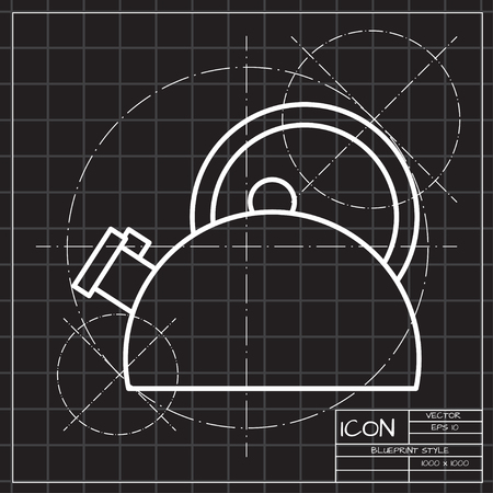 Hot kettle with water illustration. Kitchen utensils flat vector iconのイラスト素材