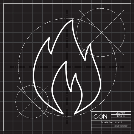 Burning hot flame illustration. FIre flat vector iconのイラスト素材