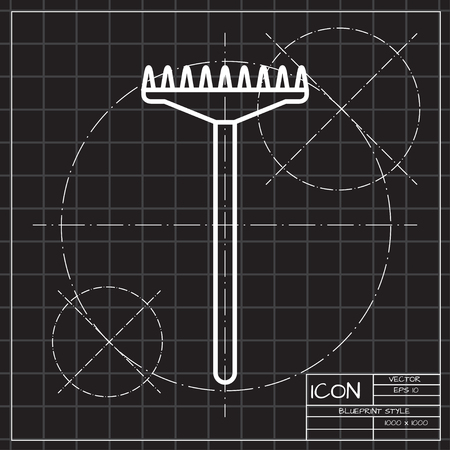 Rake for land cultivation illustration. Tool for agriculture and farming vector iconのイラスト素材