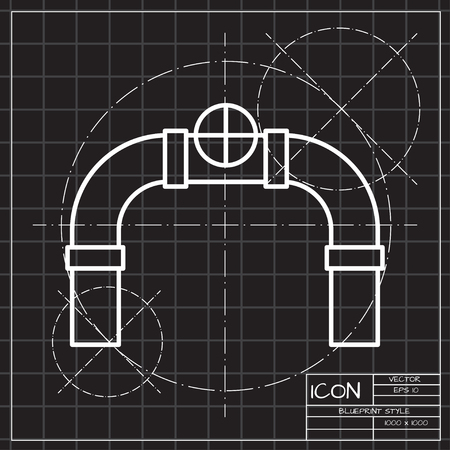connecting pipes valve illustration. plumbing flat vector iconのイラスト素材