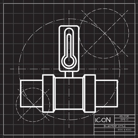 Pipe temperature measurement meter monitor illustration. Industrial valve flat vector iconのイラスト素材