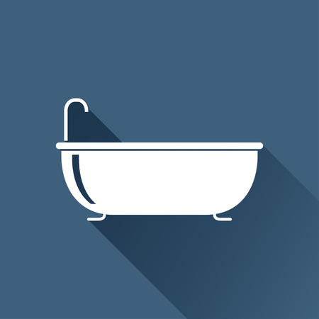 Bathtub with faucet illustration. Bathroom vector iconのイラスト素材