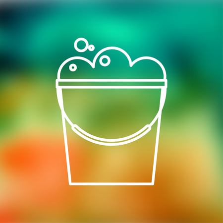 Bucket with foam illustration. Floor washing flat vector iconのイラスト素材