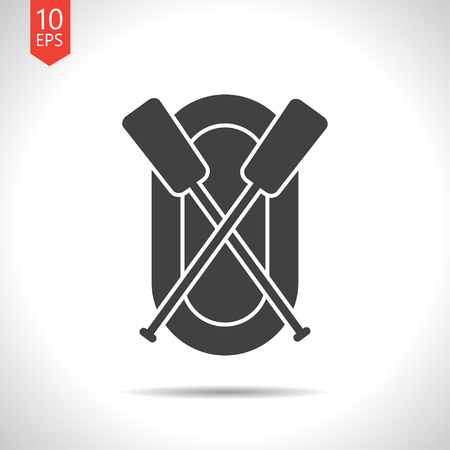 rafting infatable boat with oars illustration. Sport and traveling vector iconのイラスト素材
