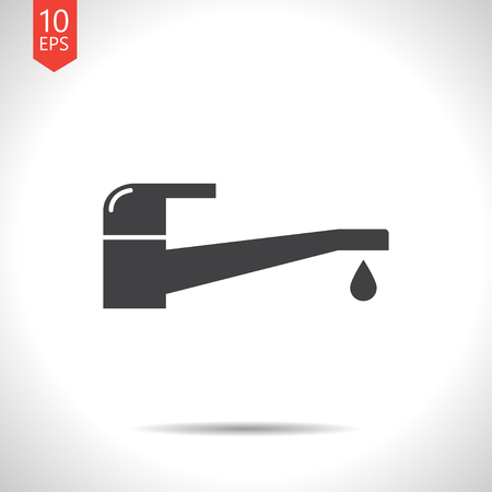 Faucet with dripping water illustration. Hand wash vector iconのイラスト素材