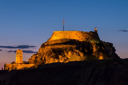 Old Fort in capital city Corfu in sunrise