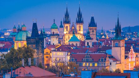 Beautiful views of Prague's towers and rooftops, Czech Republicの写真素材