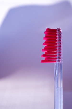 Toothbrush in glass isolatedの写真素材