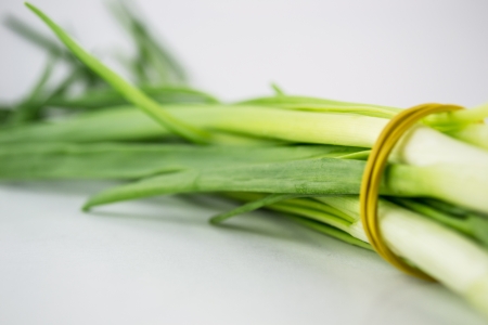 An isolated green onion bunchの写真素材