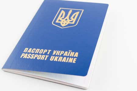 International Ukrainian passport isolated on white backgroundの写真素材