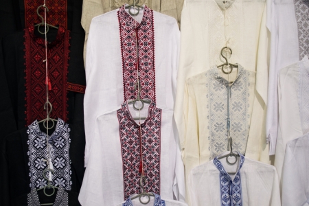 Ukrainian embroidered shirtsの写真素材