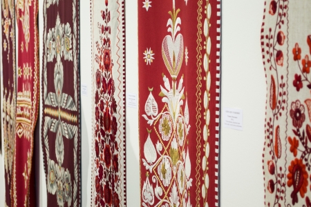 Traditional Ukrainian embroidered towelsの写真素材