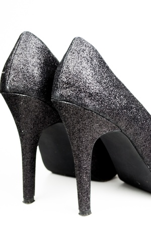 Silver high heels pump shoesの写真素材