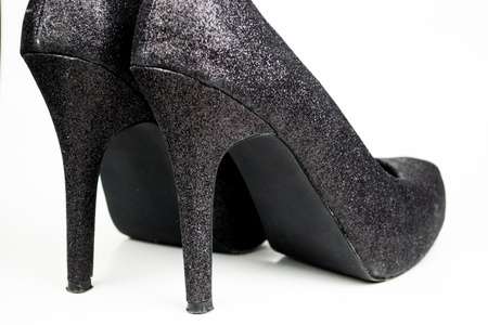 Silver high heels pump shoesの写真素材