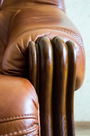 Vintage old leather sofa cornerの写真素材