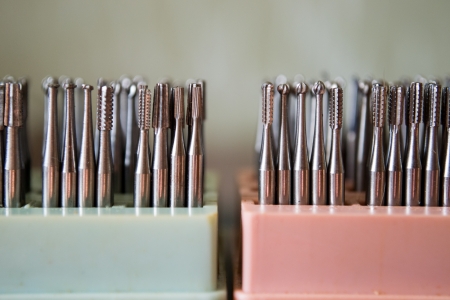 Set of dental drills closeup, selective focusの写真素材