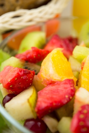 salad with fresh fruits and berriesの写真素材