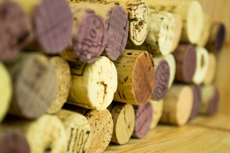 Background of Various Used Wine Corks close upの写真素材