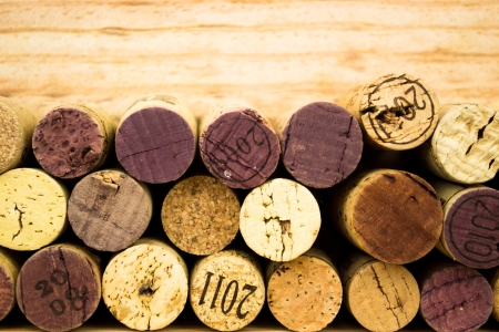 Background of Various Used Wine Corks close upの写真素材
