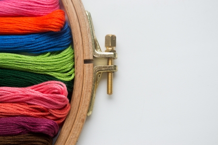 tambour with threads for embroidery